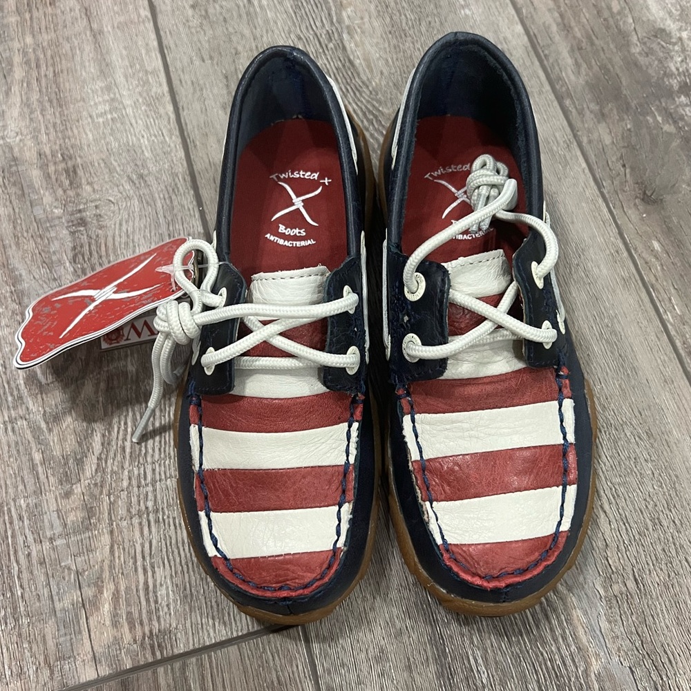 Twisted X American Flag VFW Kid’s Driving Moccasins Shoes size 12.5M